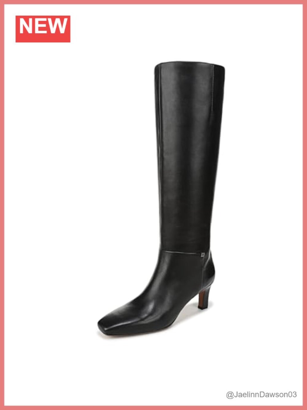 Leather Mid-Calf Boots with Side Zipper and Square Toe